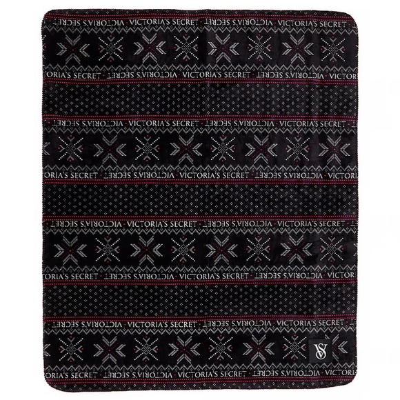 Victoria's Secret Bedding Victorias Secret Pink Black Red Plush Fleece Throw Blanket Holiday